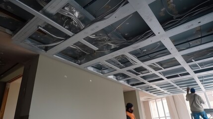 Aufkleber - Assembles profile metal frame for plasterboard ceilings.