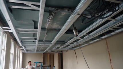 Aufkleber - Assembles profile metal frame for plasterboard ceilings.