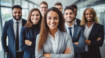 Aufkleber - Multiracial diverse business team are smiling in modern office, Business concept.