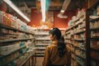 © Viewvie - Rear view of woman looking at shelves with medicines in drugstore