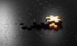 Business concept.outstanding gold jigsaw on black. Leader, Unique, Think different, standing out from the crowd concept.3D render