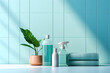 close-up of home cleaning products, house cleaning , minimal scene, 3d render, generate AI