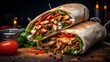 Doner Kebab, a beloved street food, features tender grilled chicken meat cooked on a vertical rotisserie, also known as Shawarma or Gyros in different culinary traditions
