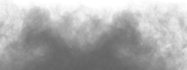 Wall Mural -  Dark fog or smoke isolated on transparent background. Realistic smoke fog overlay. Vapor, mist or smog background. Design element, PNG Vector illustration