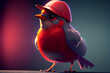 Cartoon of bird wearing cap, cool red bird in clothing Created with Generative AI technology