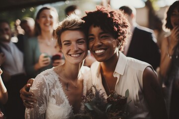 Wall Mural - Lesbian wedding.