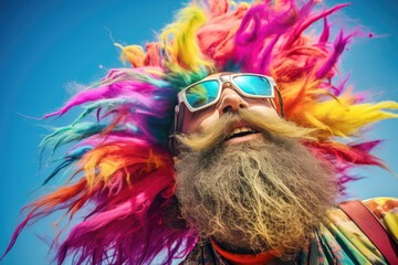 Canvas Print - Stylish man with hair of different colors.