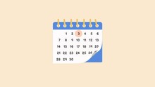 Calendar With Turning Page Animation. 2d Concept Animation With Alpha Channel.