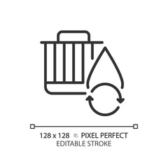 Sticker - 2D pixel perfect editable black car oil filter icon, isolated vector, thin line simple illustration representing car service and repair.