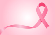 Pink Ribbon Vector In Pink Background With Isolated Space