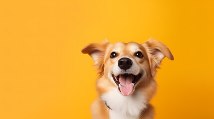Wall Mural - a happy dog ​​on a color background