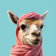 a camel wearing a scarf