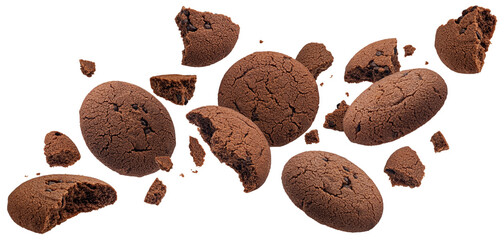 Wall Mural - chocolate cookies isolated on white background