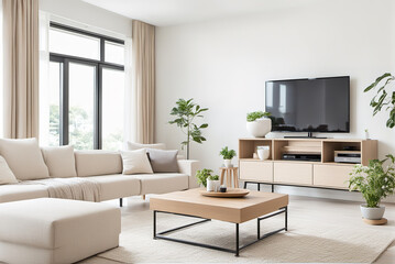  generative AI, Modern minimalist style hanging poster home living room decoration style