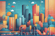generative AI, Illustration of modern business city and economic activity elements