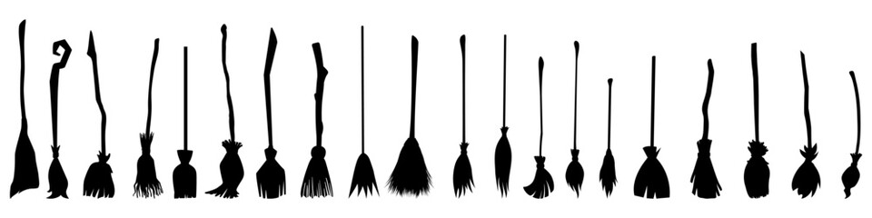 witch's broom icon vector set. broom illustration sign collection. witch symbol. halloween logo.