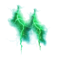 Wall Mural - Lightning, electric lightning strike of green color