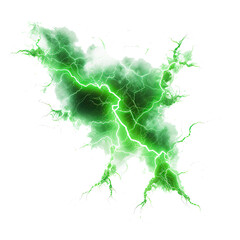 Wall Mural - Lightning, electric lightning strike of green color