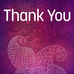 Wall Mural - Thank You Purple Pink Texture Feminine Doodle Element Text 