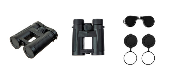 Wall Mural - Modern binoculars. An optical instrument for observation at long distances. Isolate on a white back.