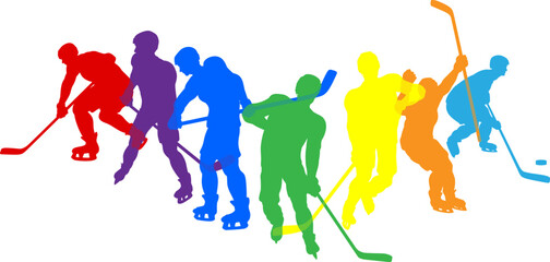 Poster - Silhouette ice hockey player set. Active sports people healthy players fitness silhouettes concept.