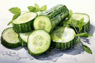 Poster - cucumber and slices