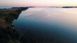 Aerial landscape of sunset on island of Rügen in the Baltic Sea