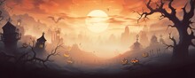 Abstract And Colorful Beautiful Soft Fog Illustration Of Halloween Themed Scene Generative AI