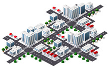 Megapolis 3d Isometric Three-dimensional View Of The City.