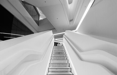 Poster - futuristic stairway. modern interior background