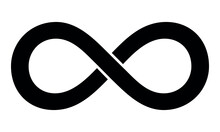 Infinity Symbol - Black And White Vector Illustration Of Lazy Eight Mathematical Symbol, Isolated On White