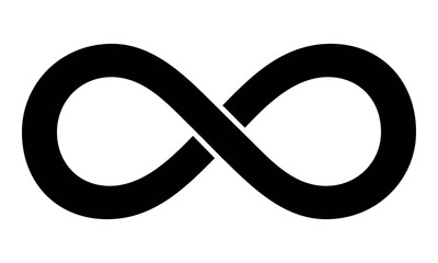 Wall Mural - infinity symbol - black and white vector illustration of lazy eight mathematical symbol, isolated on