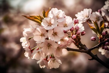 Poster - beautiful image of cherry blossom flowers in full bloom