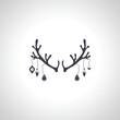 deer antlers with christmas tree toy balls on horns icon