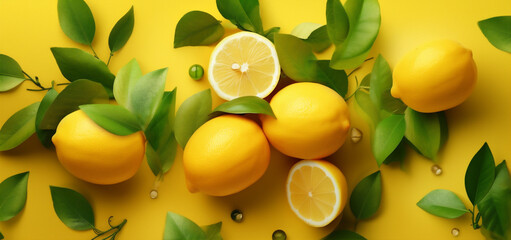 food fruit background natural summer fresh lemon color juicy yellow healthy. Generative AI.