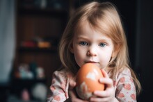 Shot Of A Little Girl Holding An Easter Egg During Christmas