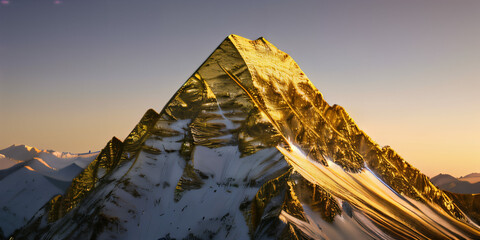 Mountain top made of gold. Extremely detailed and realistic high resolution illustration