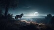 Majestic Wolf Howls Beneath the Moon's Glow, An Echo of Wilderness Song
