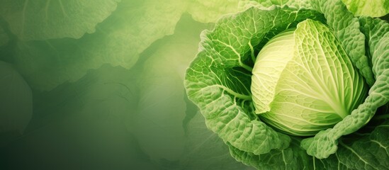 Poster - Close up of fresh cabbage isolated pastel background Copy space