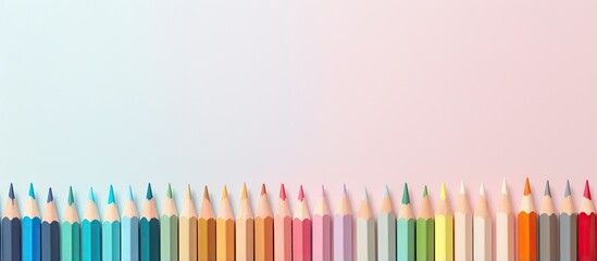 Aufkleber - Color pencils are positioned in front of a isolated pastel background Copy space