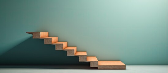 Poster - Black stairs isolated on a isolated pastel background Copy space