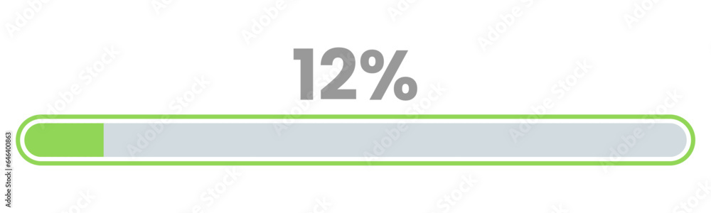 Loading 12 12% Loading. 12% progress bar Infographics vector, 12 Percentage ready ...
