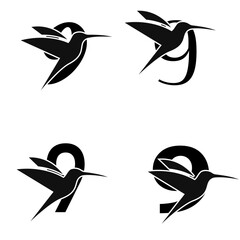 Number 9 initial Logo | Set Of Brids | Number And Bird Logo