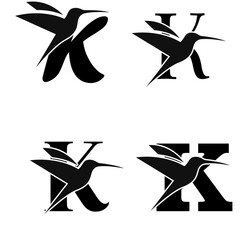 Letter K initial Logo | Set Of Brids | Number And Bird Logo