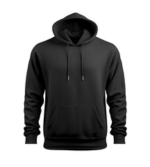 Black hoodie front side mockup Template isolated on transparent background. PNG file, cut out