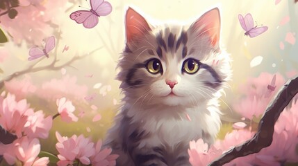  A cat sitting on a branch of a tree