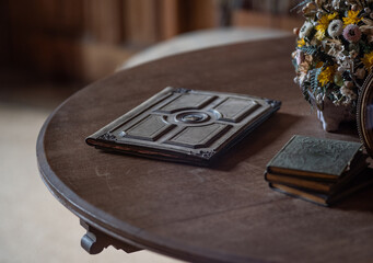 The old books on an table