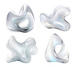 Fluid abstract organic shape, futuristic modern banner design set, liquid amorphous glass stylized 3d illustration
