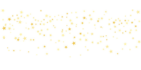 Gold stars vector background, sparkling Christmas confetti falling isolated on white. Magic shining flying golden stars glitter backdrop, sparkle border