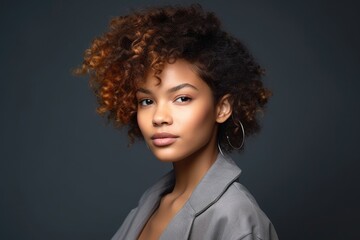 Wall Mural - cropped shot of an attractive young woman posing in a studio against a gray background